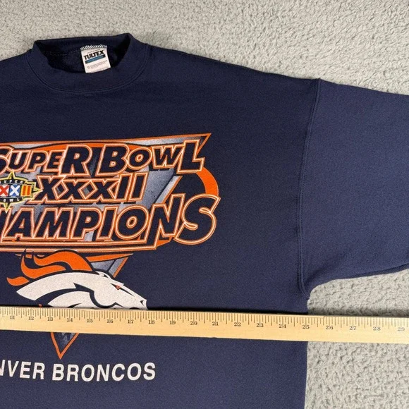 Vintage 90s Denver Broncos Sweatshirt Size XL Super Bowl XXXII Champions Tultex - Picture 4 of 7